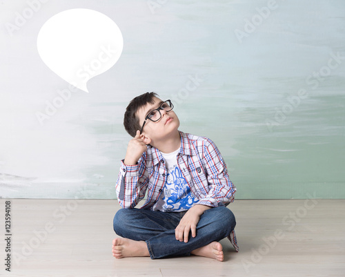 child boy thinking thought cloud