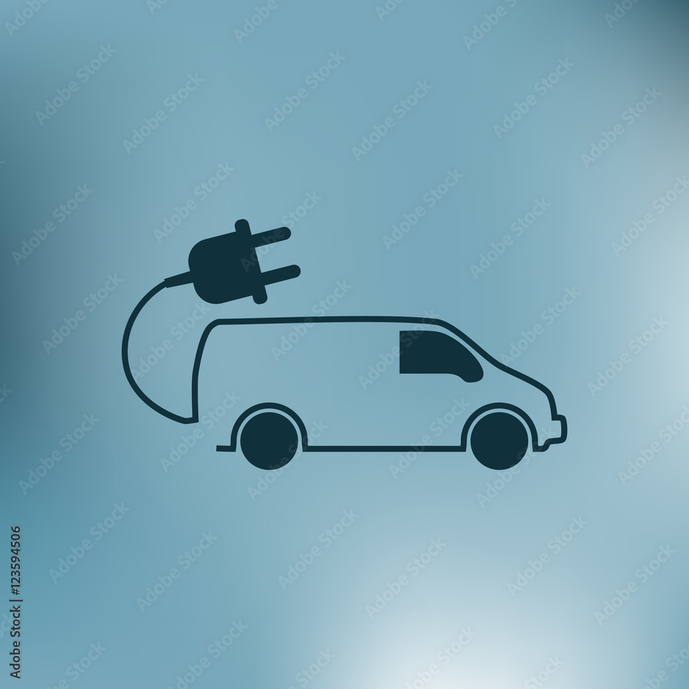 Obraz premium Flat paper cut style icon of an eco car