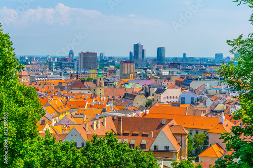 Canvas Print aerial view of the slovakian capital bratislava taken from the castle hill