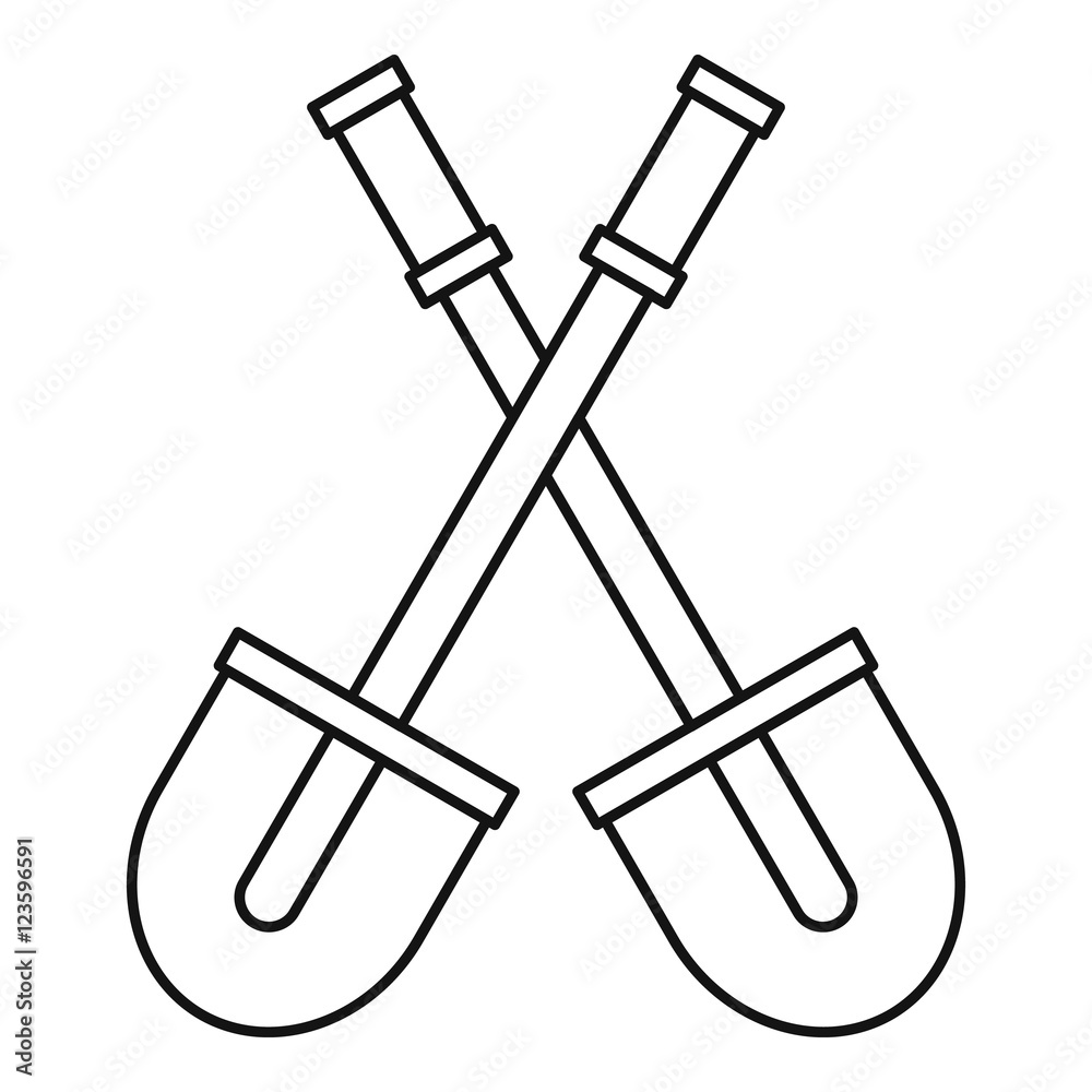Two shovels icon. Outline illustration of two shovels vector icon for web