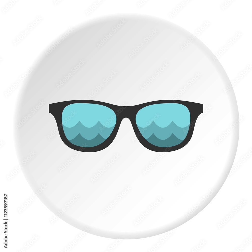 Sunglasses with sea reflecting icon. Flat illustration of sunglasses vector icon for web design Sunglasses with sea reflecting icon. Flat illustration of sunglasses vector icon for web design