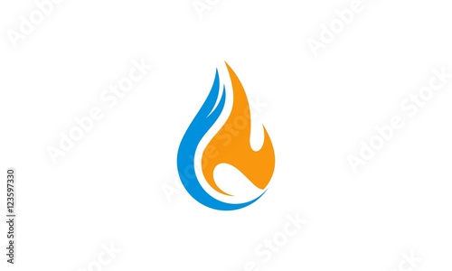 Flame and Water Flat Logo Vector 