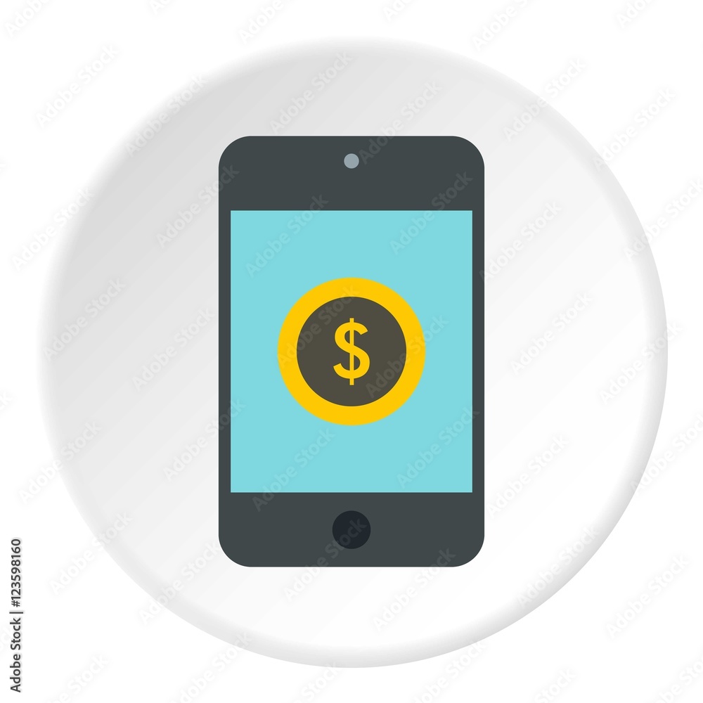 Online purchase in smartphone icon. Flat illustration of online purchase in smartphone vector icon for web Online purchase in smartphone icon. Flat illustration of online purchase in smartphone vector icon for web