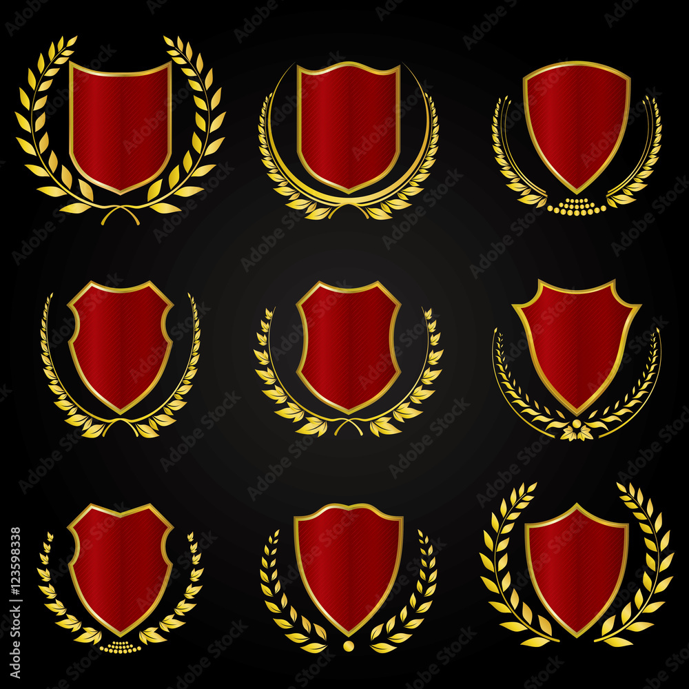 Red Shields with Laurel Wreath Collection Red Shields with Laurel Wreath Collection