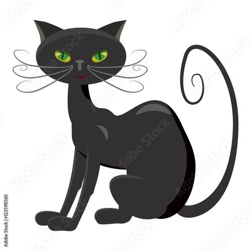 Cat Sitting Cartoon Icon. Funny Black Wh Graphic by onyxproj