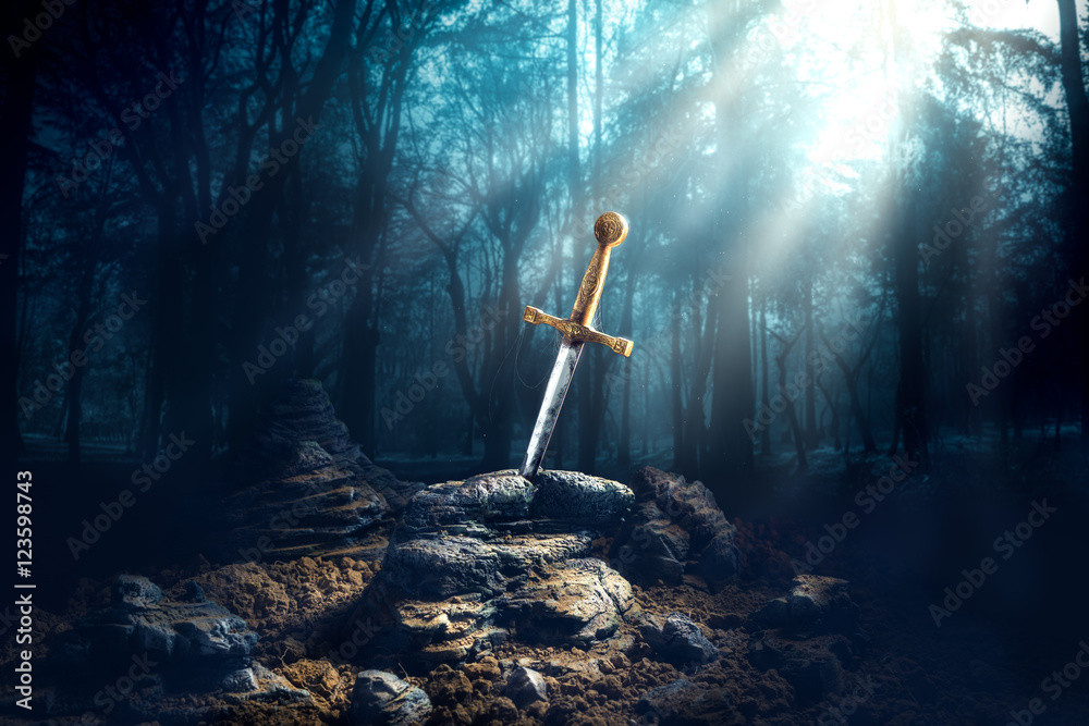 sword in the stone excalibur Stock Photo | Adobe Stock