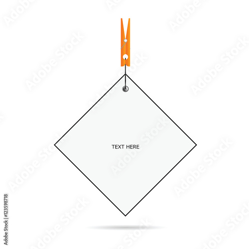 banner empty with clothespin color illustration