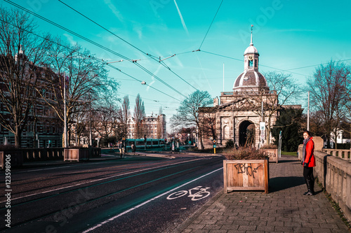 Canvas Print Girl in Amsterdam Netherlands
