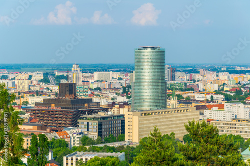 aerial view of the slovakian national bank and slovak radio in Bratislava photo