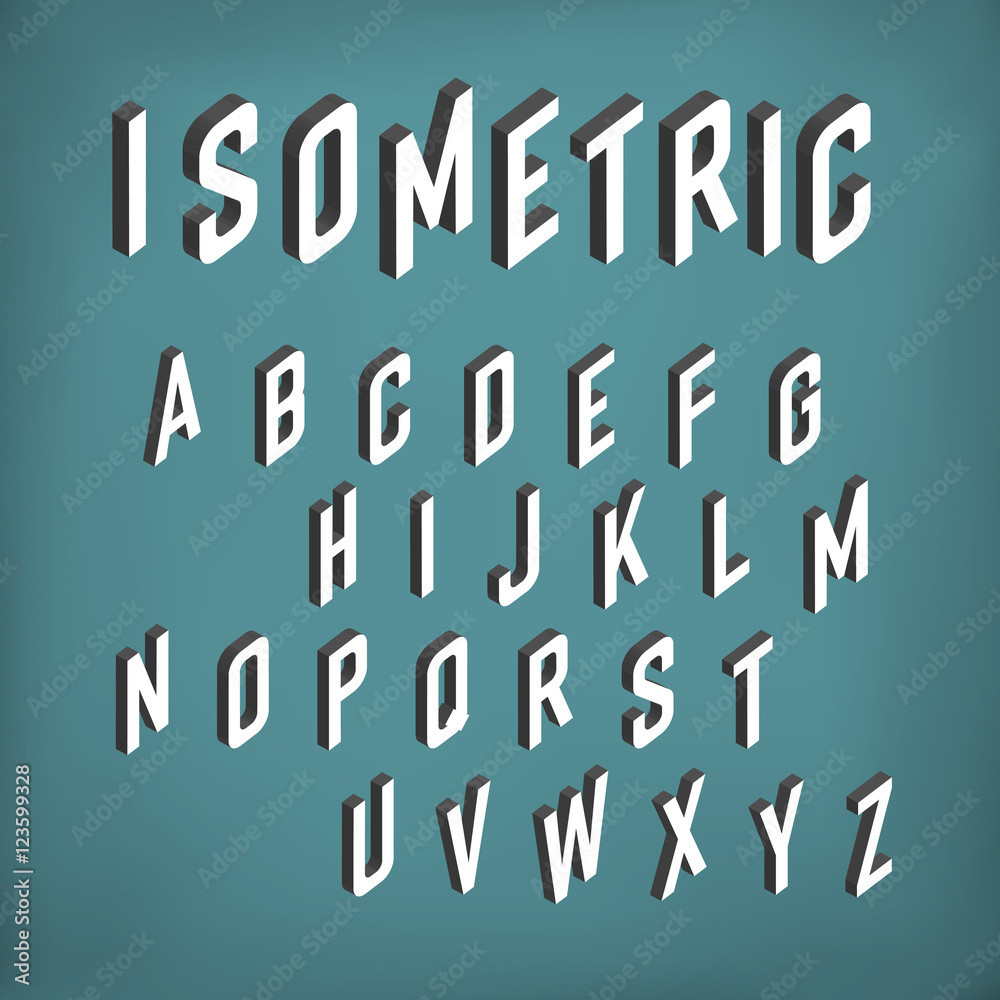Isometric font alphabet. Vector letters Isometric font alphabet. Vector letters