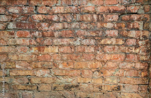 Old weathered red Brick wall. Vintage texture Background.