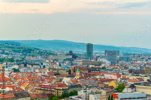 Canvas Print aerial view of the slovakian capital bratislava during sunset