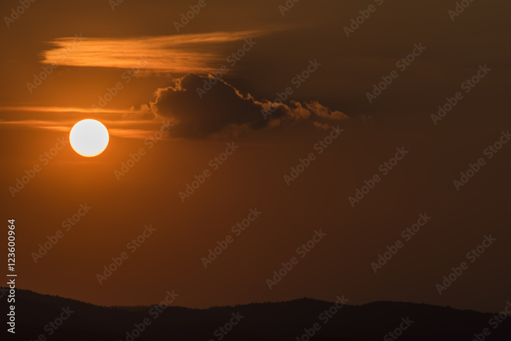 Sunset in Ceske Stredohori mountains