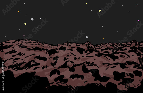 Rocky surface of outer space moon or planet
