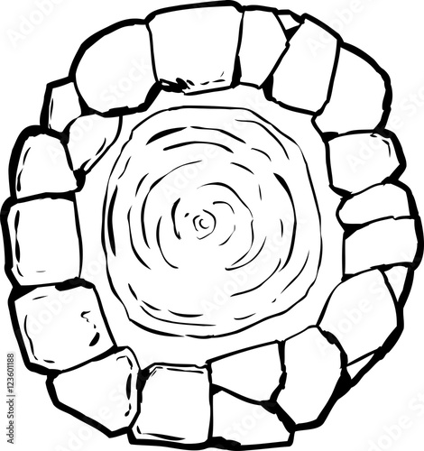 Outlined Old Well Full of Water