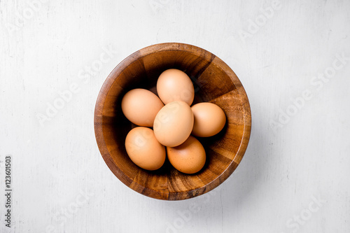 top view of eggs in bowl