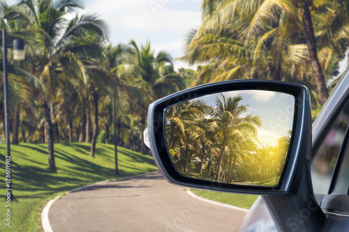 side rear-view mirror on a car.