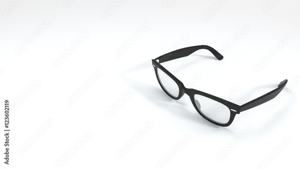 3d rendering nice shape black eyeglasses in white background 3d rendering nice shape black eyeglasses in white background