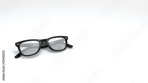 3d rendering black eyeglasses in white background