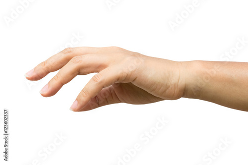 Women hand reaching for something.Clipping path included