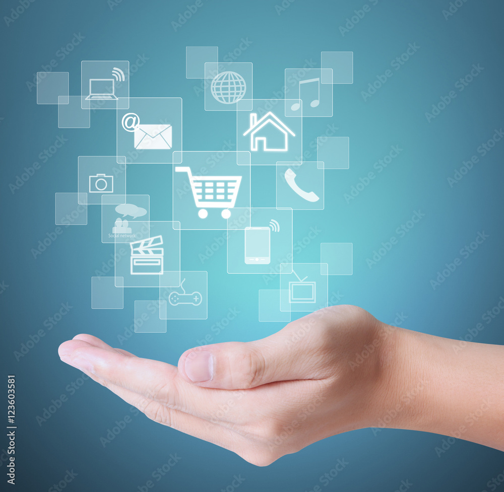 social buttons in hand social buttons in hand