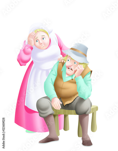Old man sits on a stool nea...