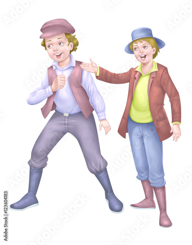 Two boys with hat