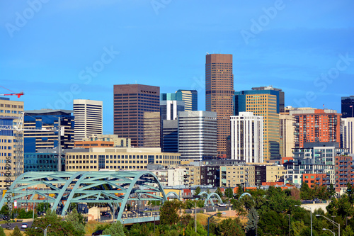 Downtown Denver, Colorado Skyscrapers with Confluence Park and the Speer Boulevard Bridges photo
