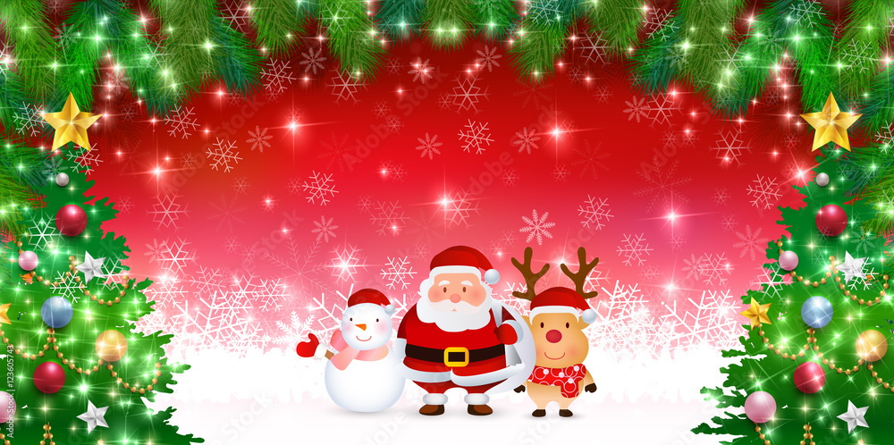 Fototapeta premium クリスマス 雪 サンタ 背景