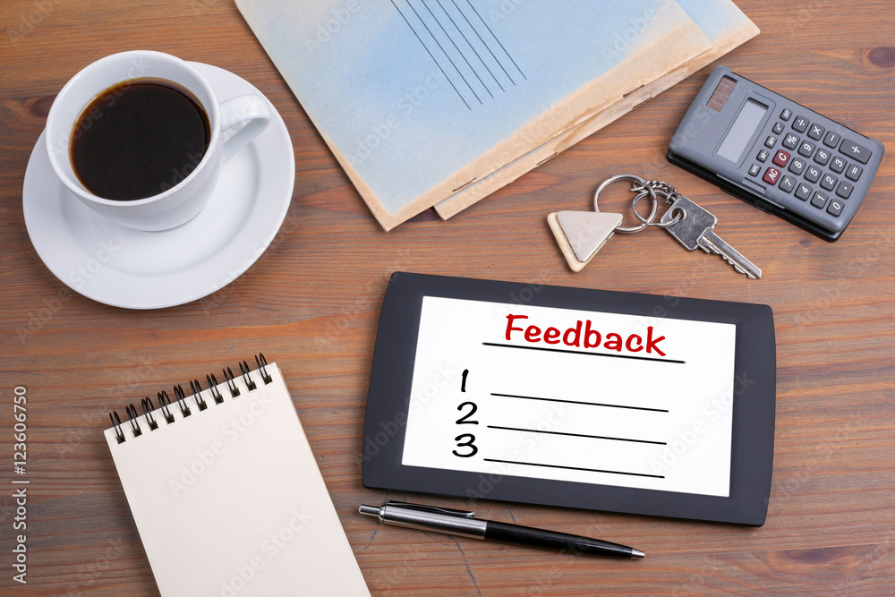Feedback Blank List, business concept. Text on tablet device on Feedback Blank List, business concept. Text on tablet device on