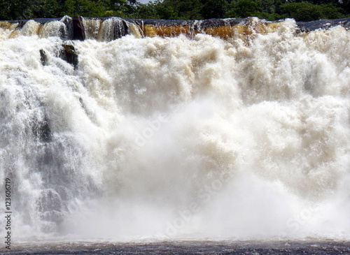 waterfall. waterfall. The mighty river Carrao falling on the Canaima lagoon, in the Gran Sabana Venezuela