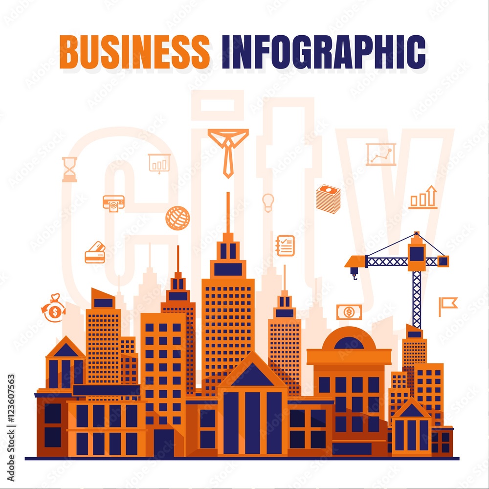 Naklejka premium infographic Business city design vector on black background