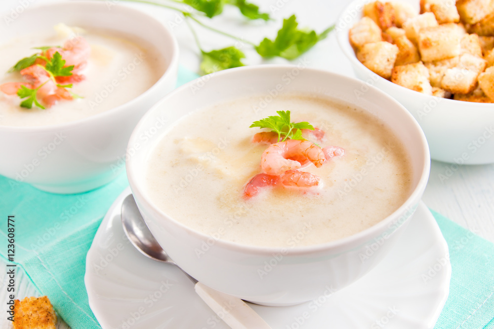 cream soup with shrimps cream soup with shrimps