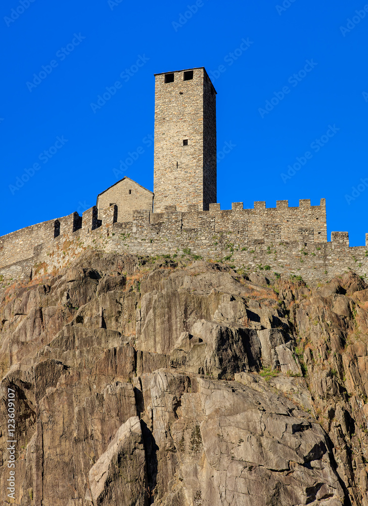 Castelgrande fortress in the city of Bellinzona, Switzerland