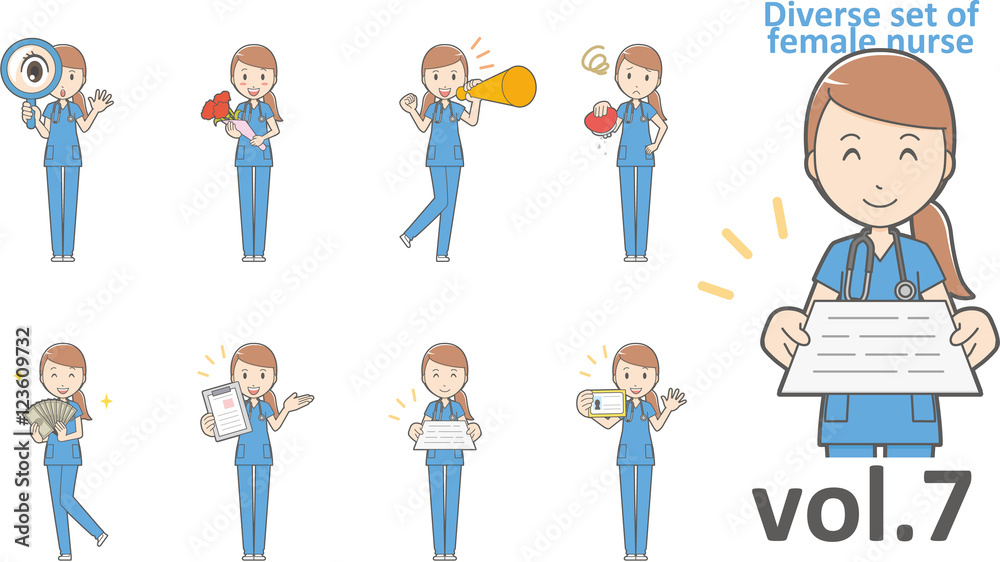 Diverse set of female nurse , EPS10 vector format vol.7 Diverse set of female nurse , EPS10 vector format vol.7