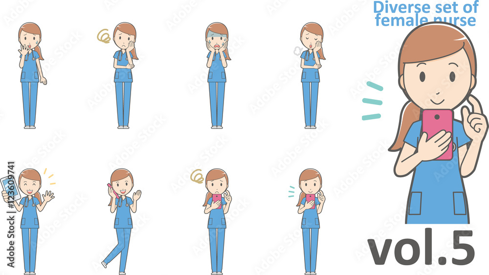 Diverse set of female nurse , EPS10 vector format vol.5 Diverse set of female nurse , EPS10 vector format vol.5