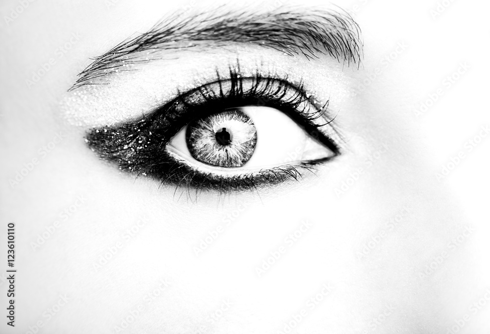 Eye Makeup. Beautiful Eyes Glitter Make-up. Holiday Makeup detail Eye Makeup. Beautiful Eyes Glitter Make-up. Holiday Makeup detail
