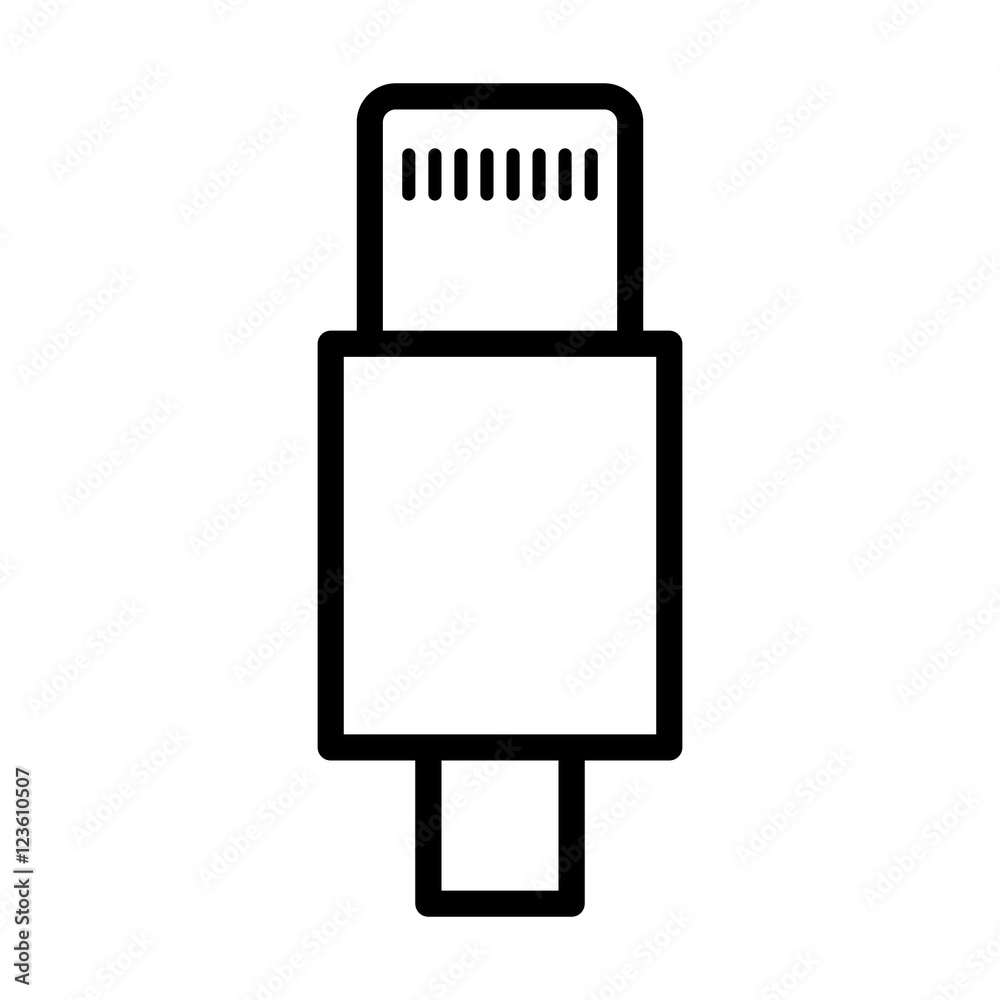Lightning connector cable line art icon for apps and websites Stock