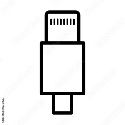 Lightning connector cable line art icon for apps and websites