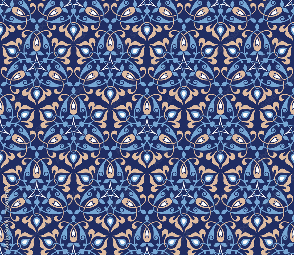 Traditional arabic decor on blue background