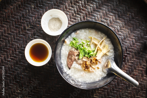 Obraz na płótnie Asian style food eaten with soft boiled rice