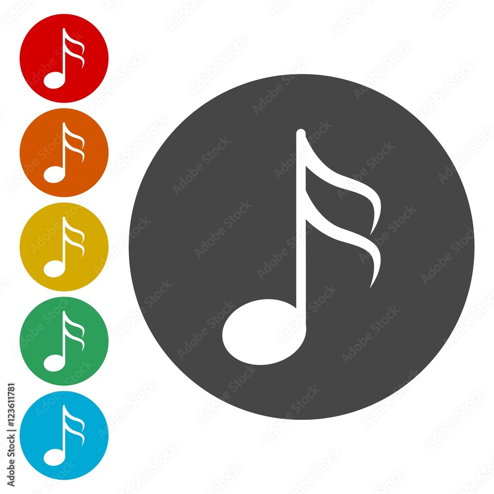 Music note sign icon. Musical symbol Music note sign icon. Musical symbol