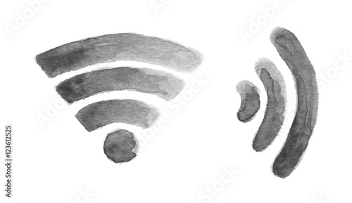 Watercolor wi fi icon. Isolated internet symbol in white background.