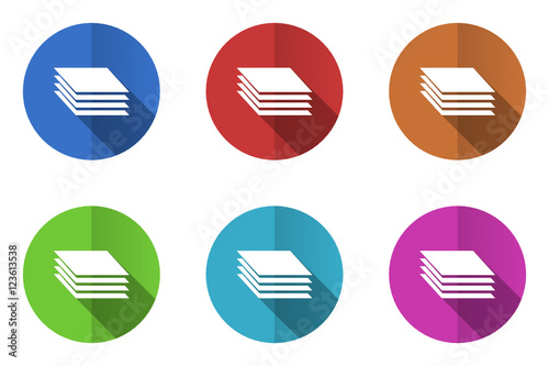 Flat design colorful layers vector icons