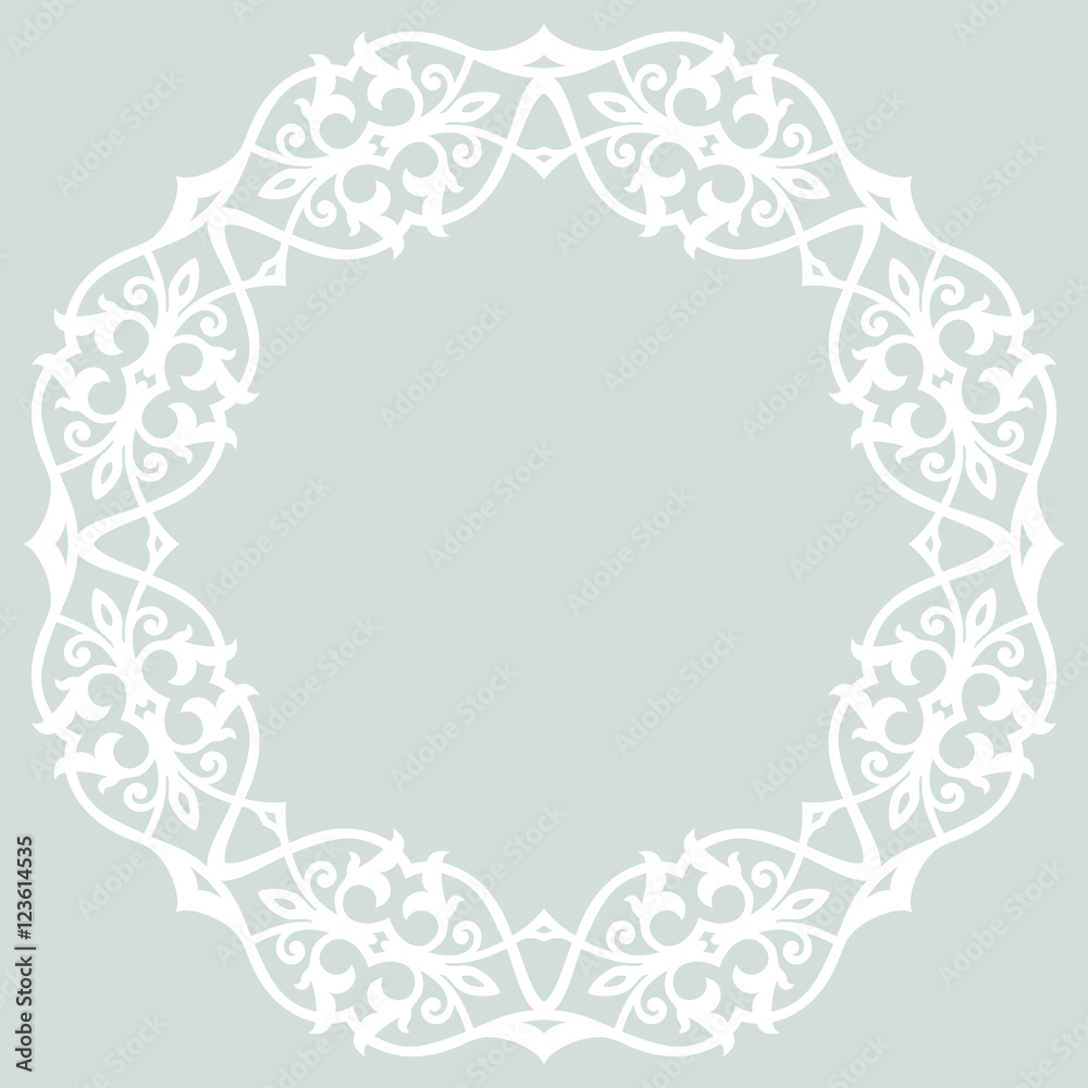 Elegant vector white round ornament in classic style. Abstract traditional pattern with oriental elements Elegant vector white round ornament in classic style. Abstract traditional pattern with oriental elements