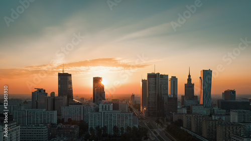 Warsaw Downtown sunrise skyline, Poland