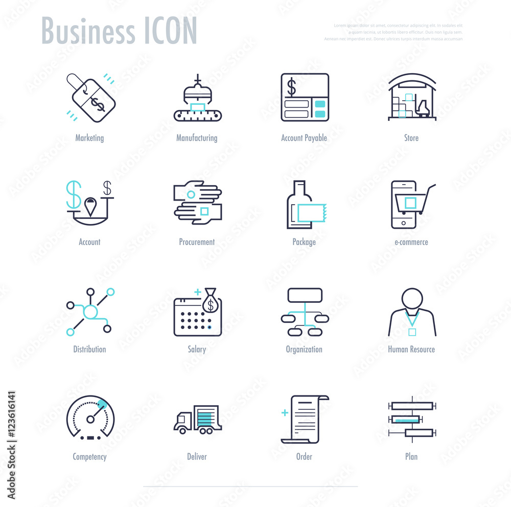 Business activity icon set. enterprise resource planning process Business activity icon set. enterprise resource planning process