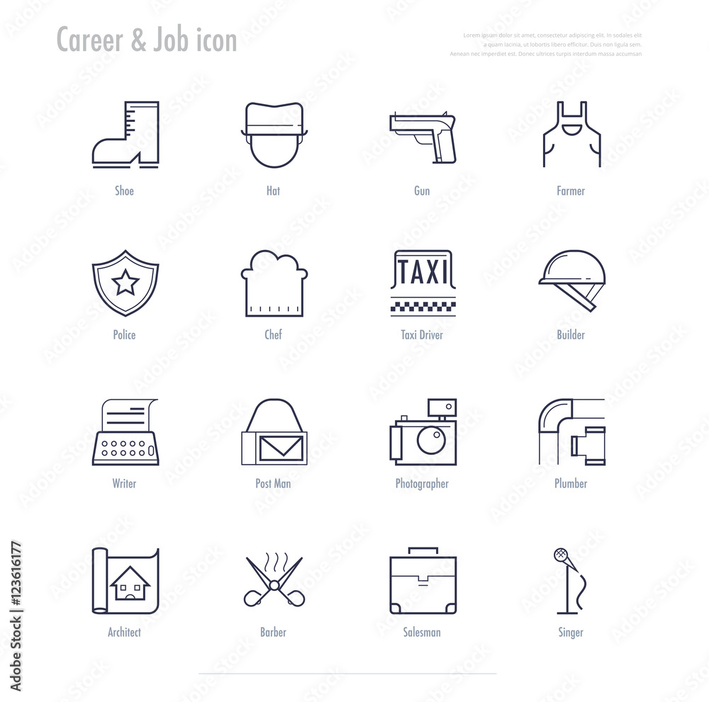 Fototapeta premium Career and working icon set. vector illustration.
