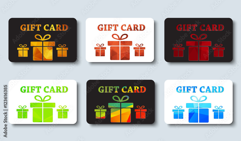 Design gift cards with abstract polygonal boxes Design gift cards with abstract polygonal boxes