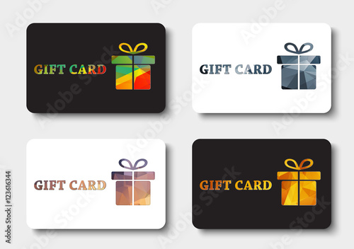 Design gift cards with abstract polygonal boxes